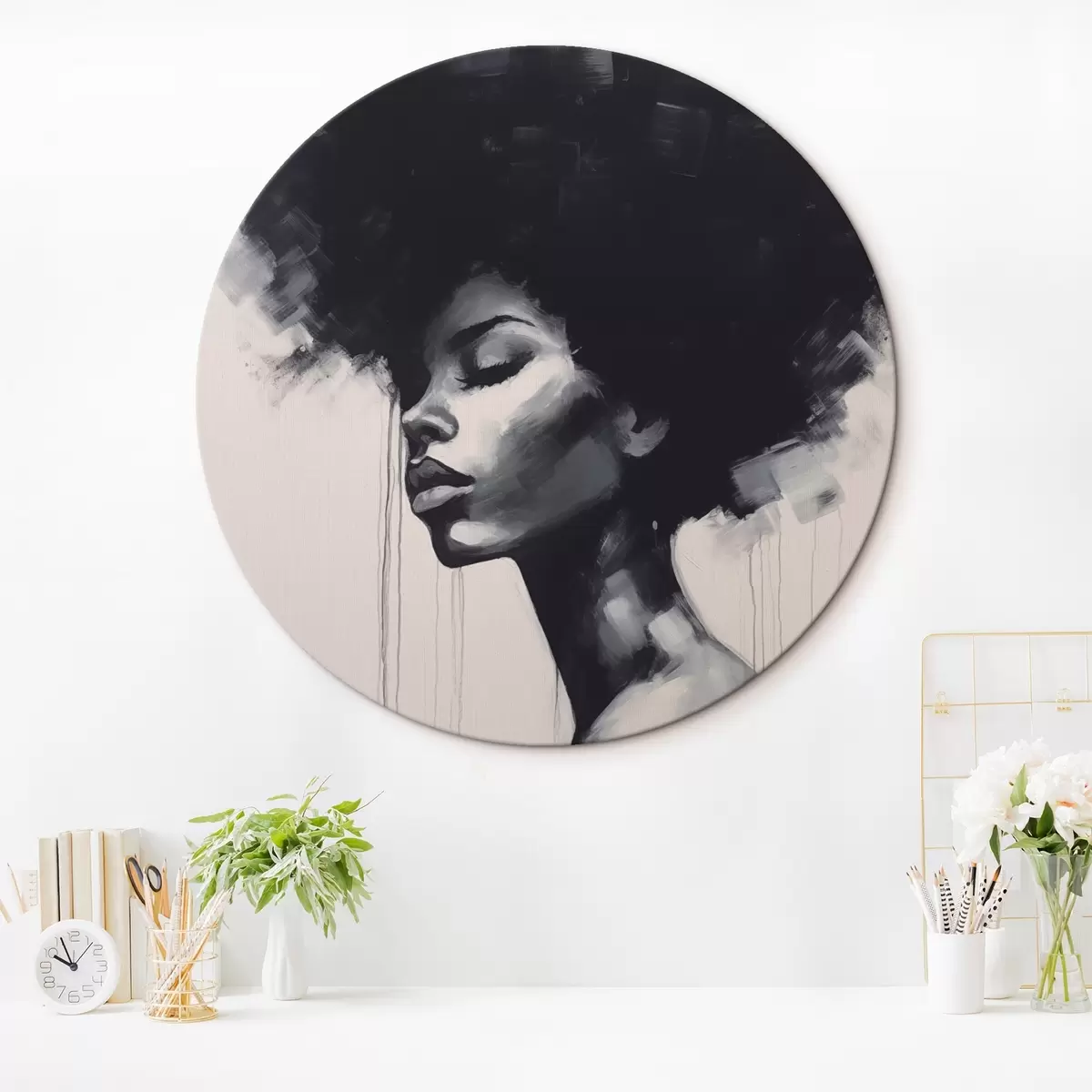 Okrúhle obrazy Abstraktný ženský portrét r45464