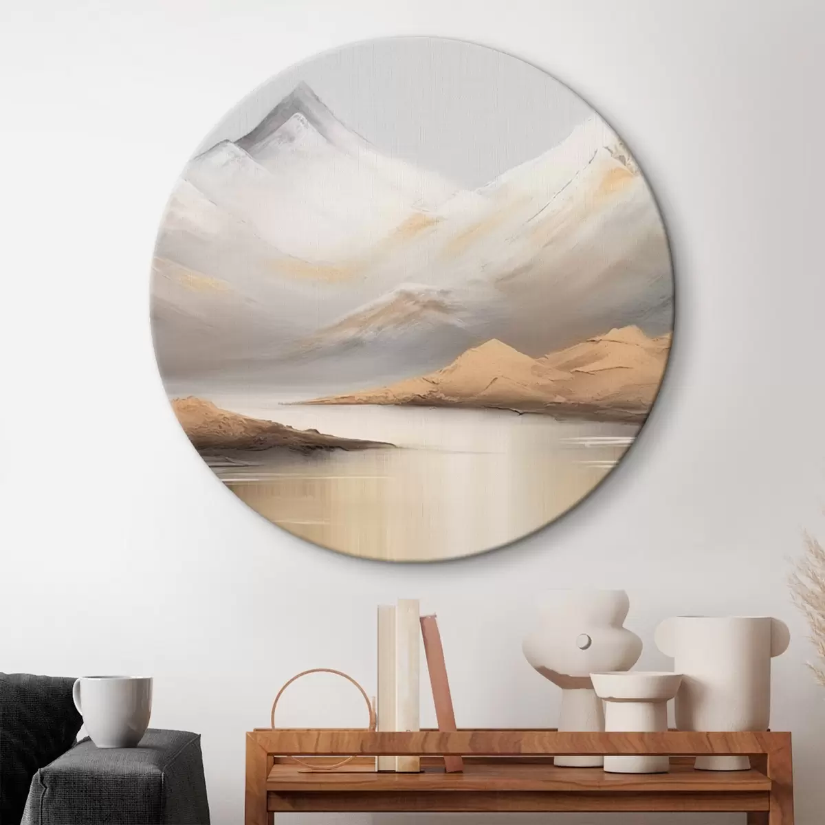 Okrúhle obrazy Horské jazero pod zasneženými vrcholmi r45466