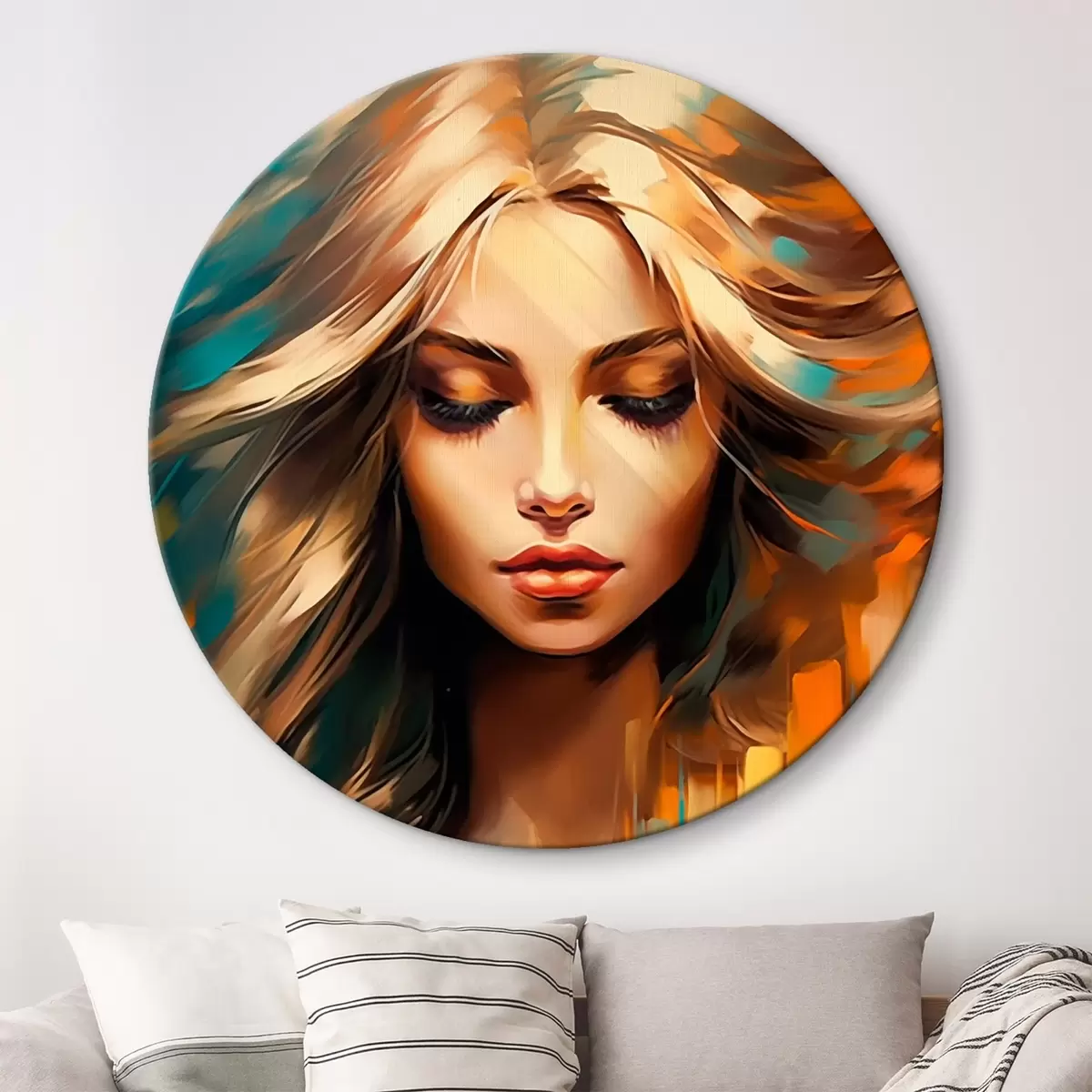 Okrúhle obrazy Abstraktný ženský portrét r45469