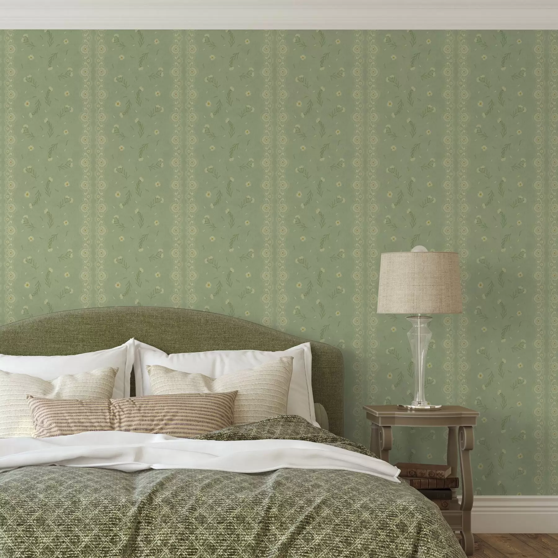 Fototapety Zelené pozadie so sedmokráskami a čipkovaným okrajom a00291