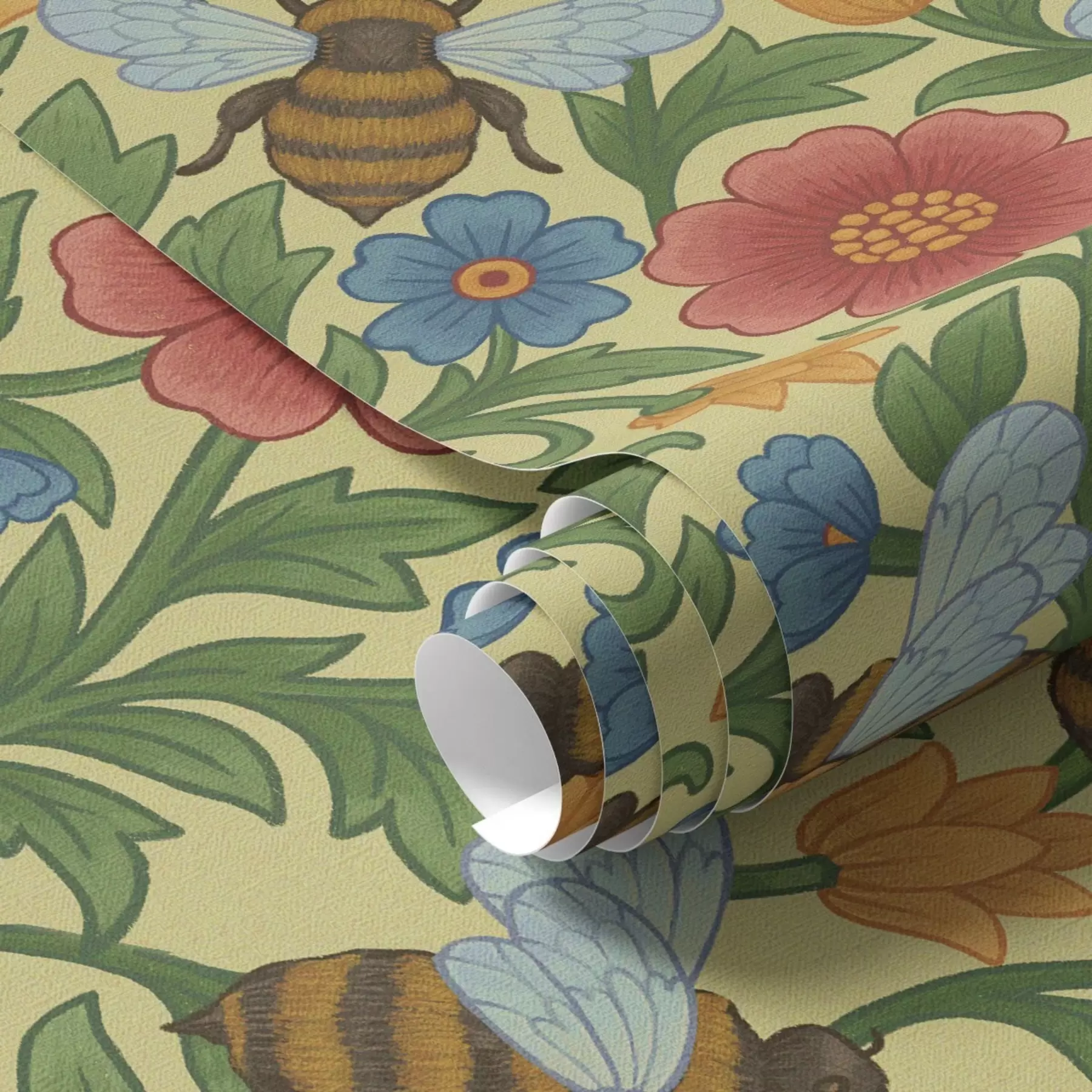 Fototapety Svetlé kvety s veľkými včelami a00315