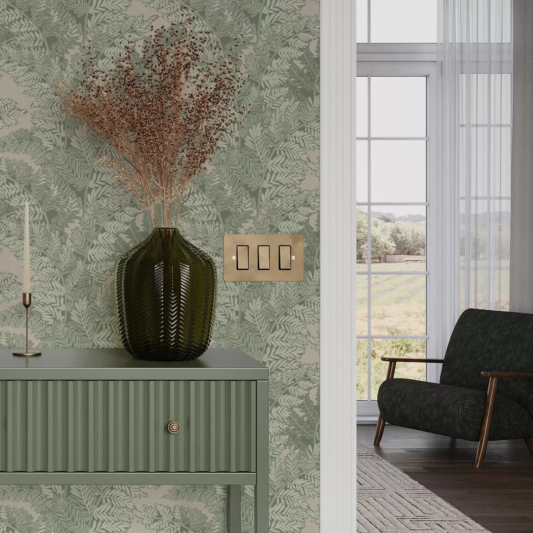 Fototapety Zelený vzor s listami papradia a00345