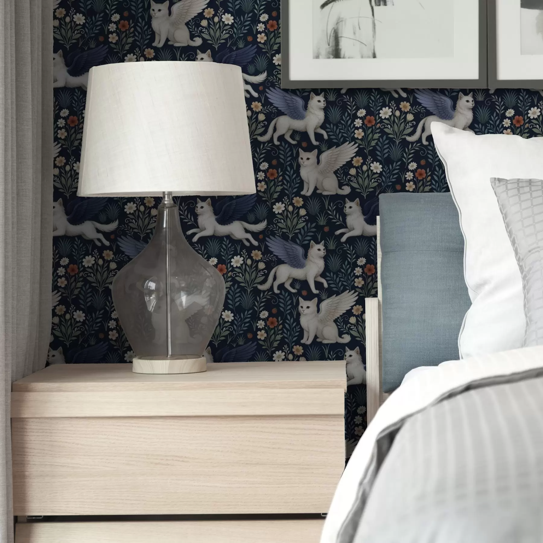 Fototapety Fantasy mačky s krídlami medzi kvetmi a00408