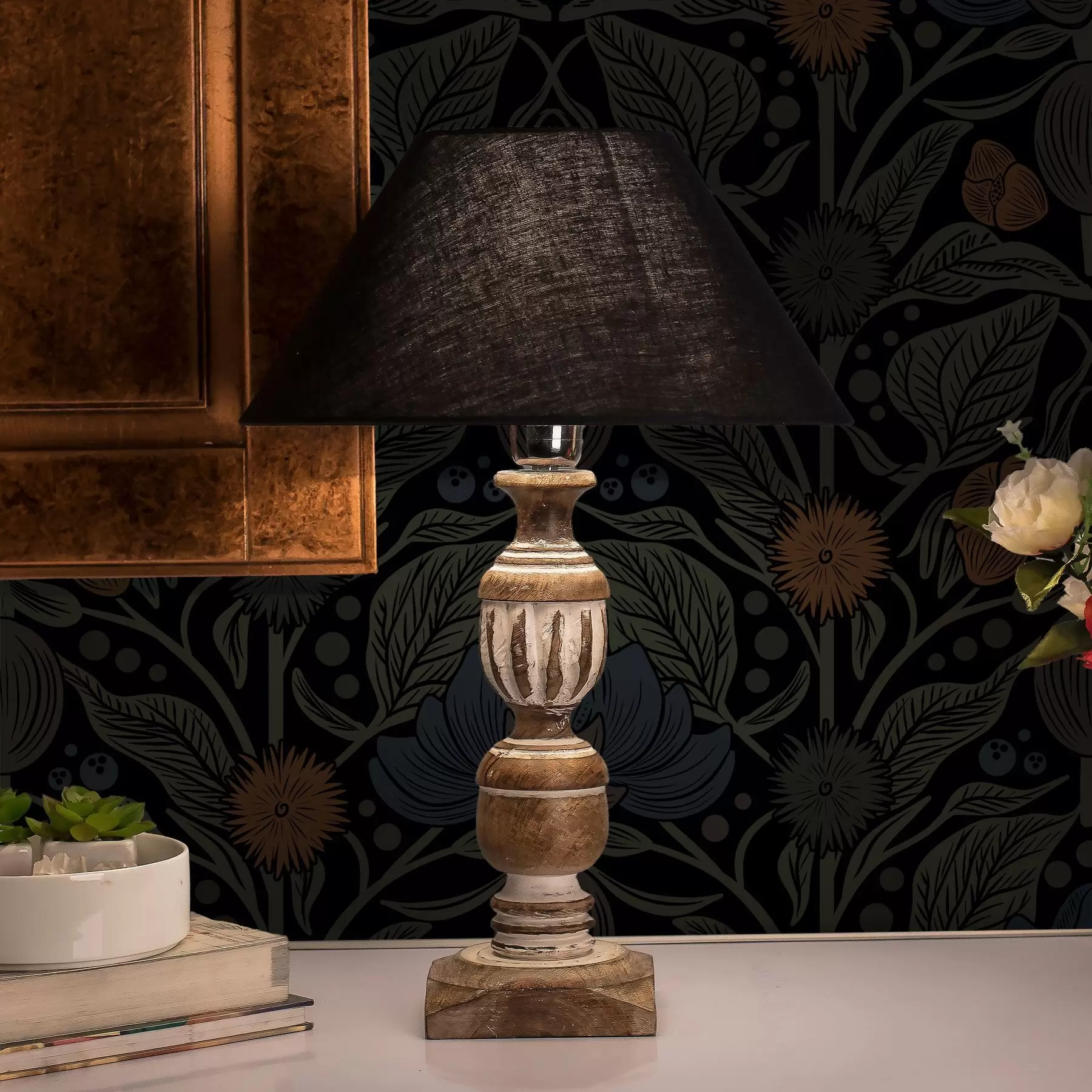 Fototapety Tmavý kvetinový ornament s oranžovými akcentmi a00411