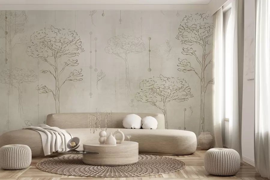 Fototapety Lineárne siluety stromov v minimalistickom štýle w04403