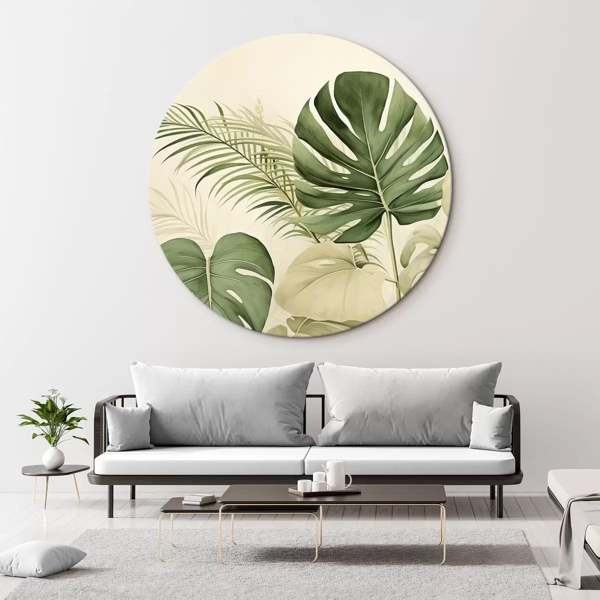 Okrúhle obrazy Monstera Listy a tropické r45614