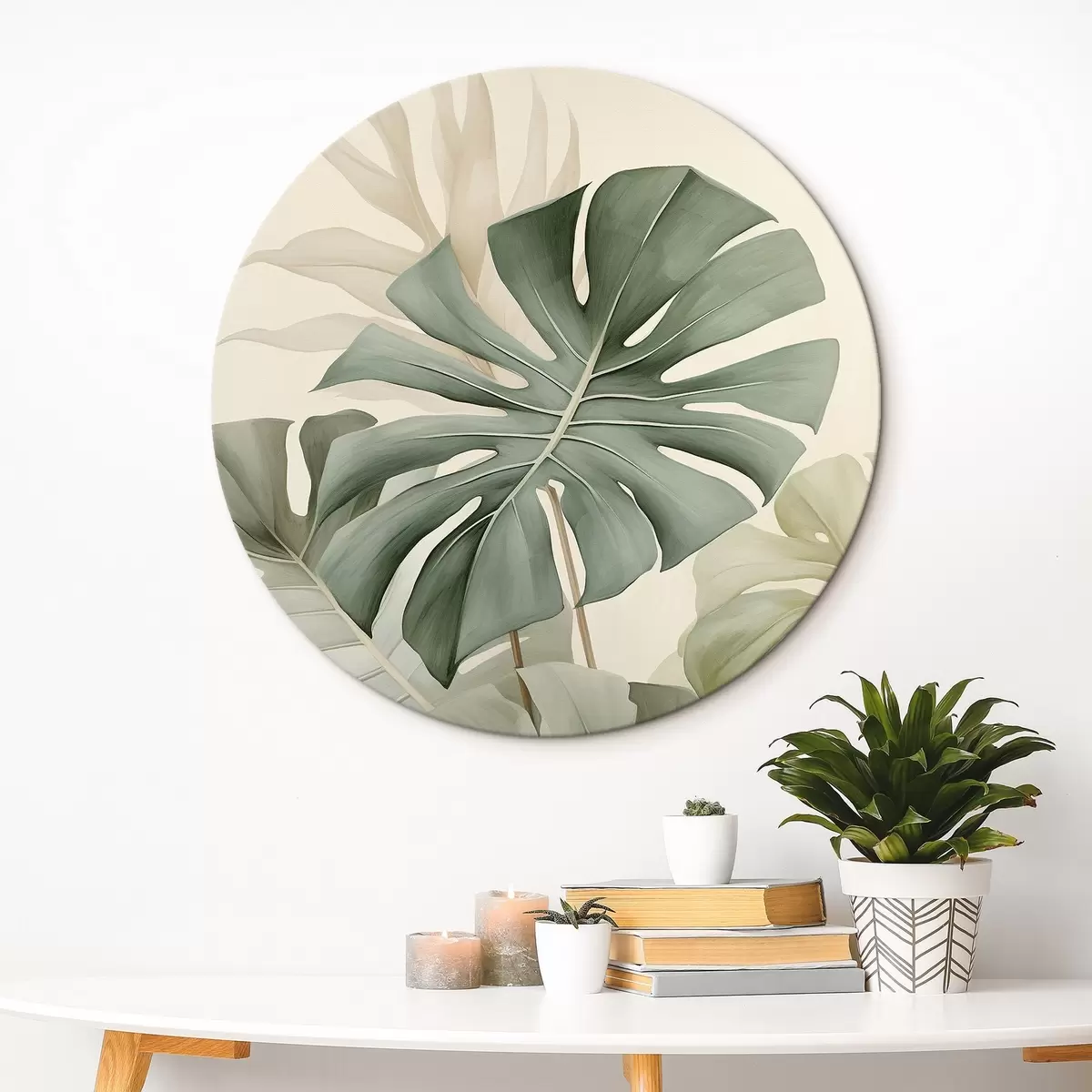 Okrúhle obrazy Veľký list Monstera r45616