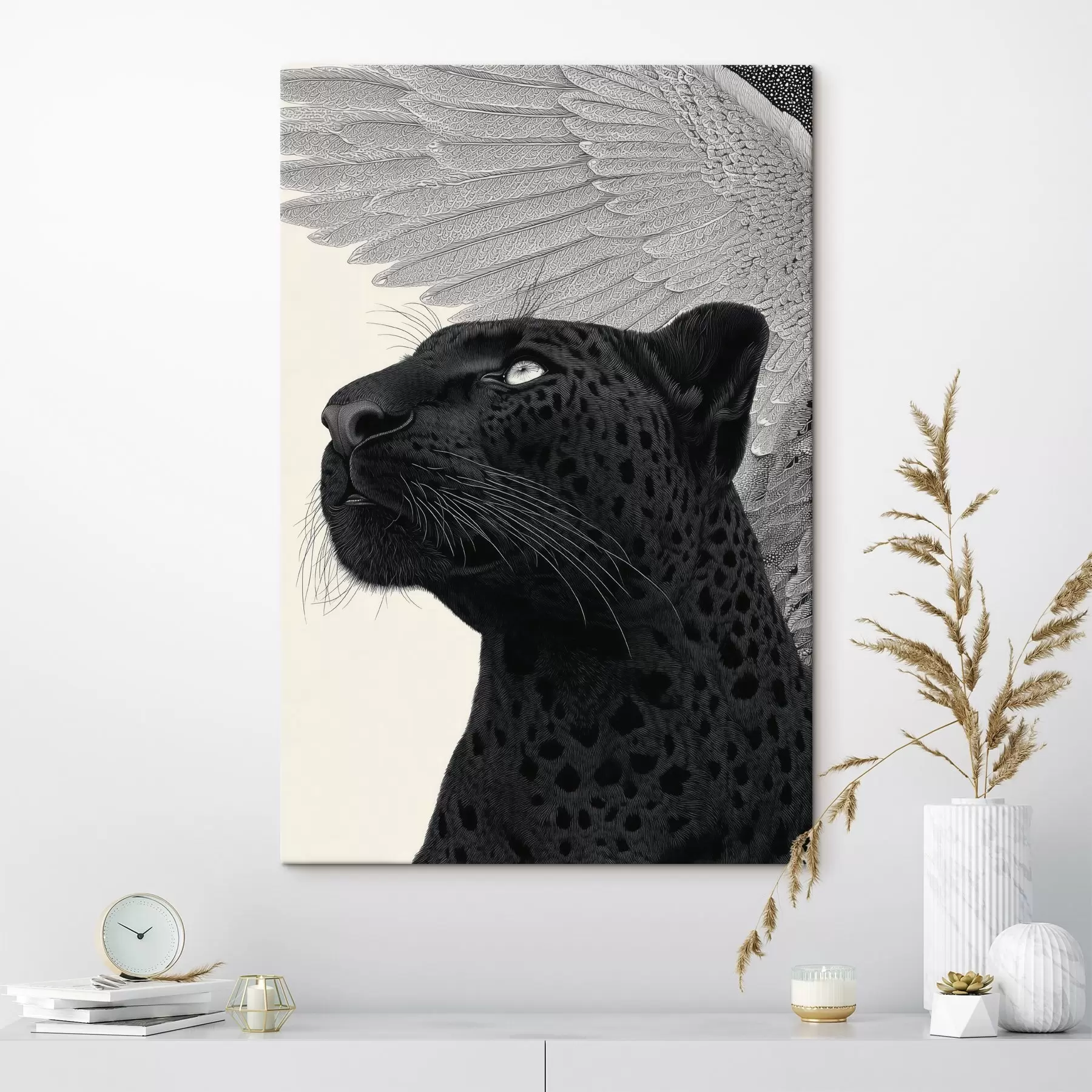 Obraz Grafická kompozícia: panter s krídlami s45548