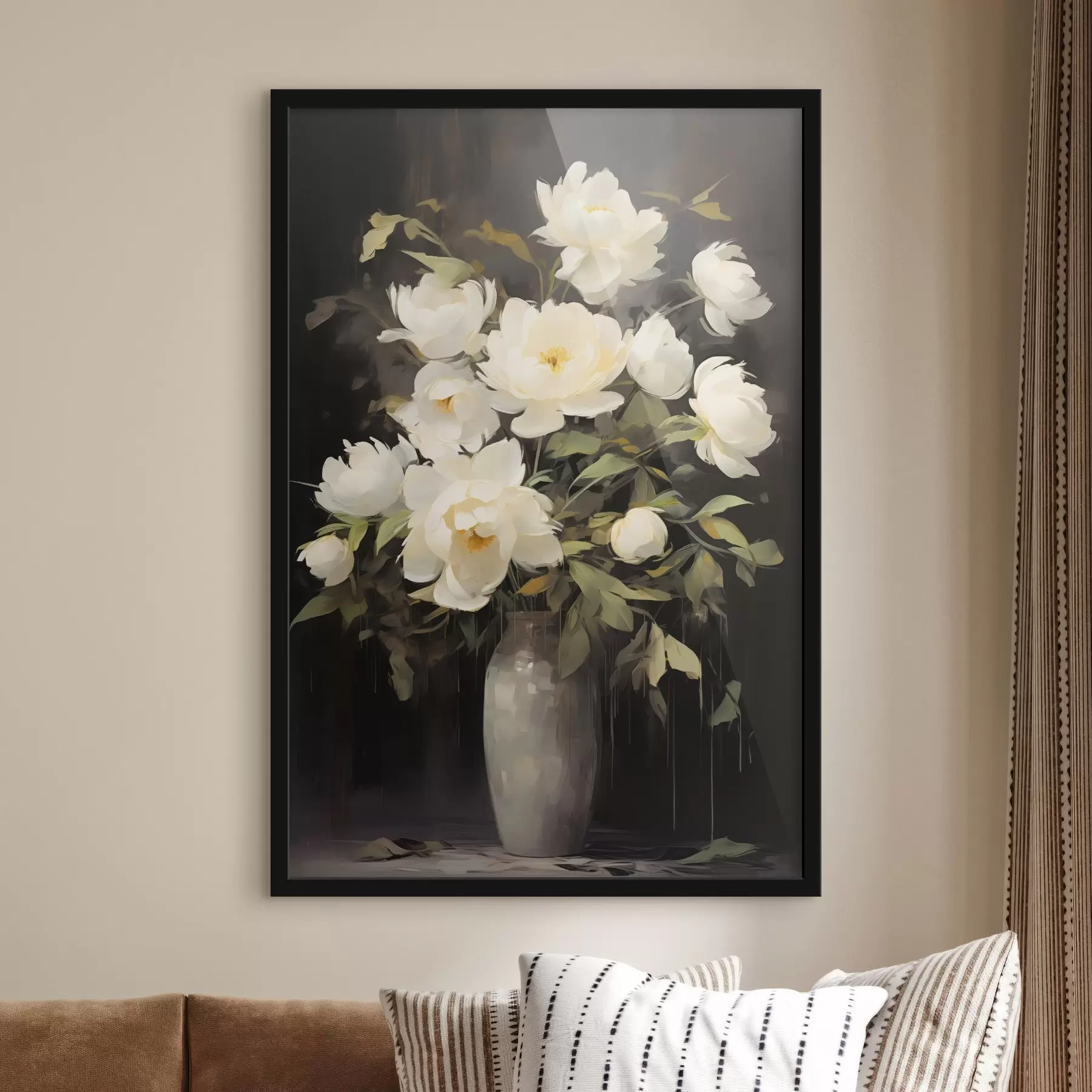 Fototapety Jemné pivonky vo váze: kvetinová kompozícia v štýle maľby f45532