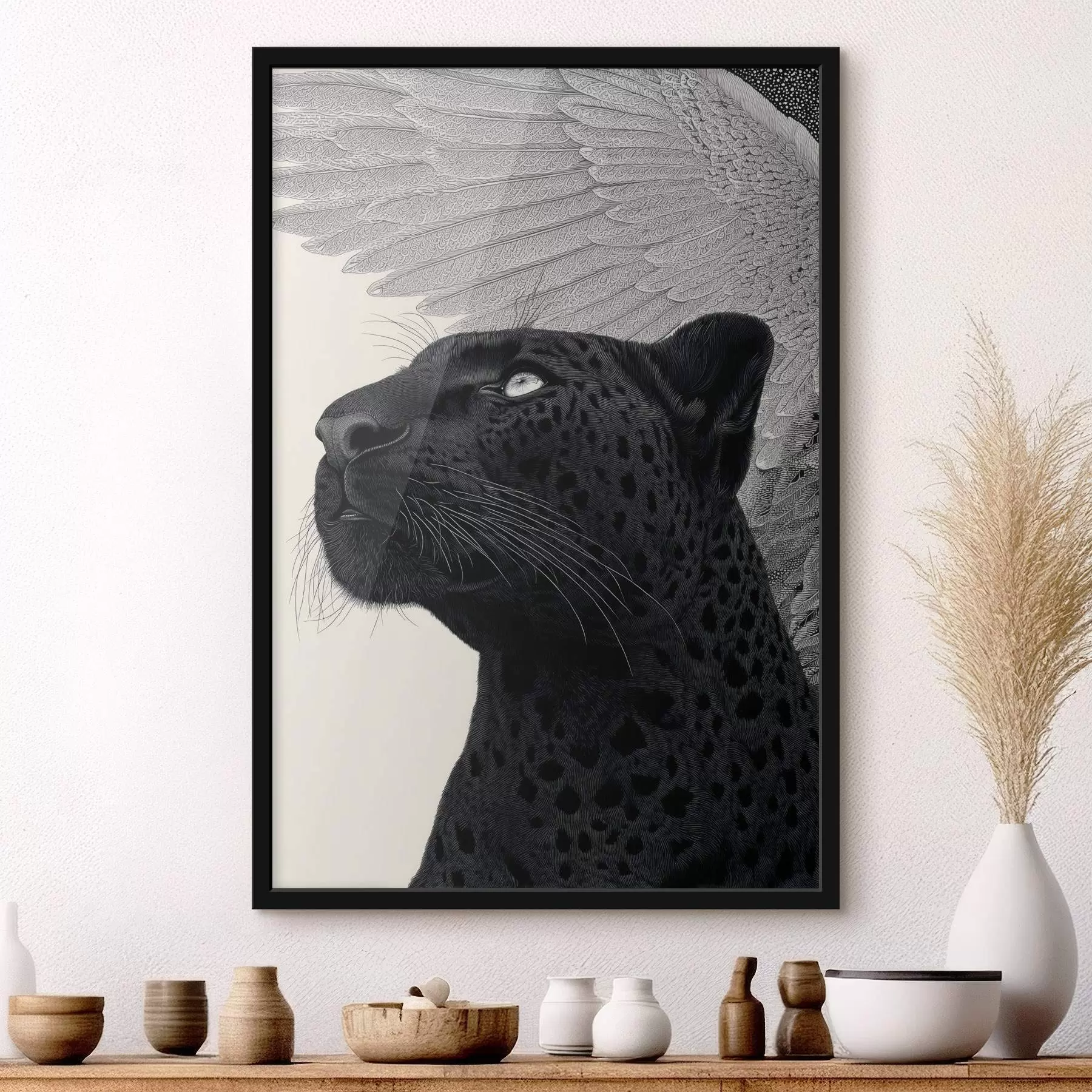 Fototapety Grafická kompozícia: panter s krídlami f45548