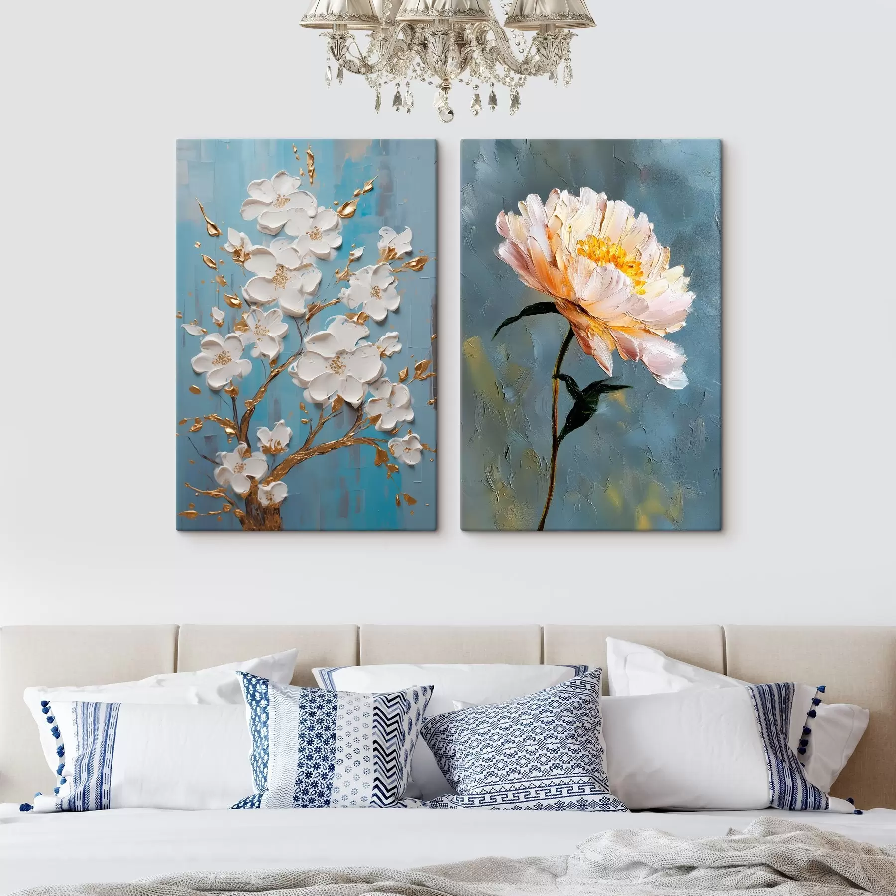 Obraz Kvitnúca vetva a pivonka: reliéfna kompozícia m00637