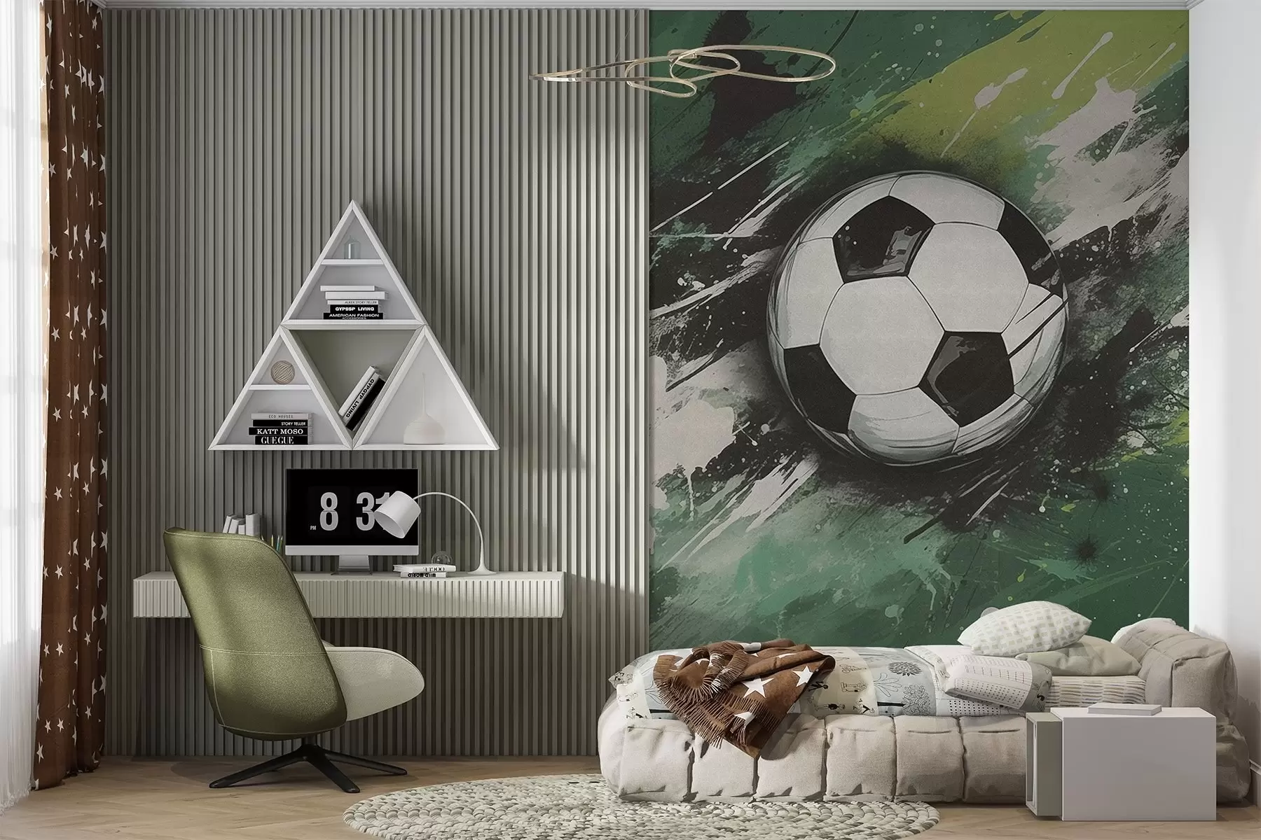 Fototapety Futbalová lopta s rozmazanými grafitmi v pozadí w04467