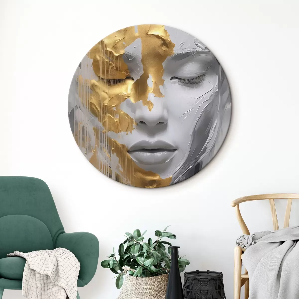 Okrúhle obrazy Abstraktný portrét ženy r45448