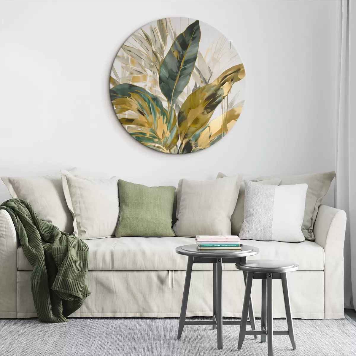 Okrúhle obrazy Abstraktné tropické listy r45589
