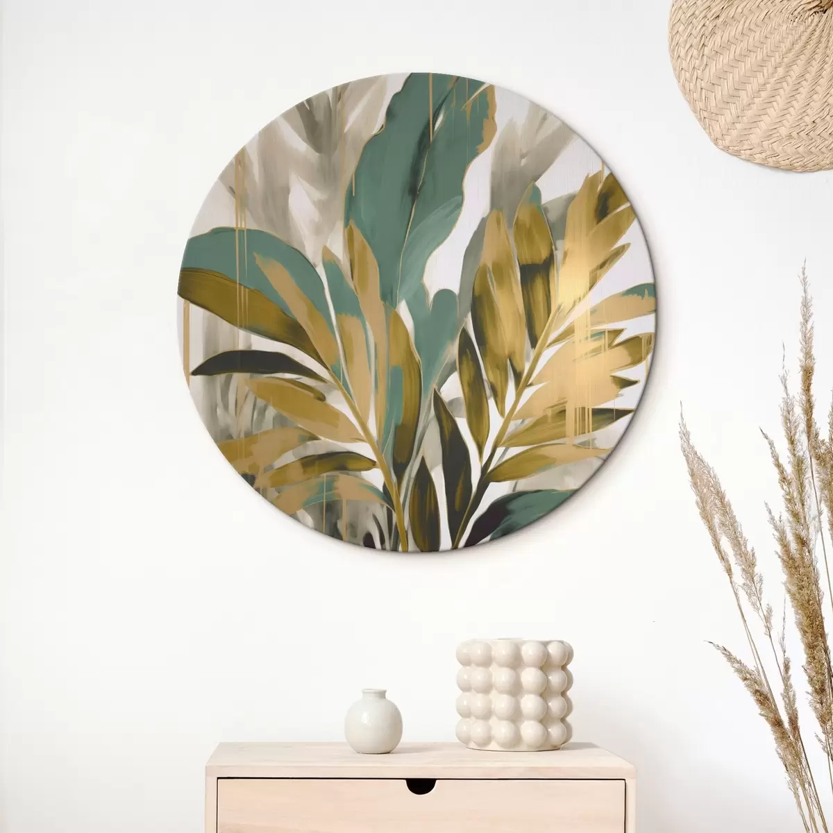 Okrúhle obrazy Abstraktné tropické listy r45590