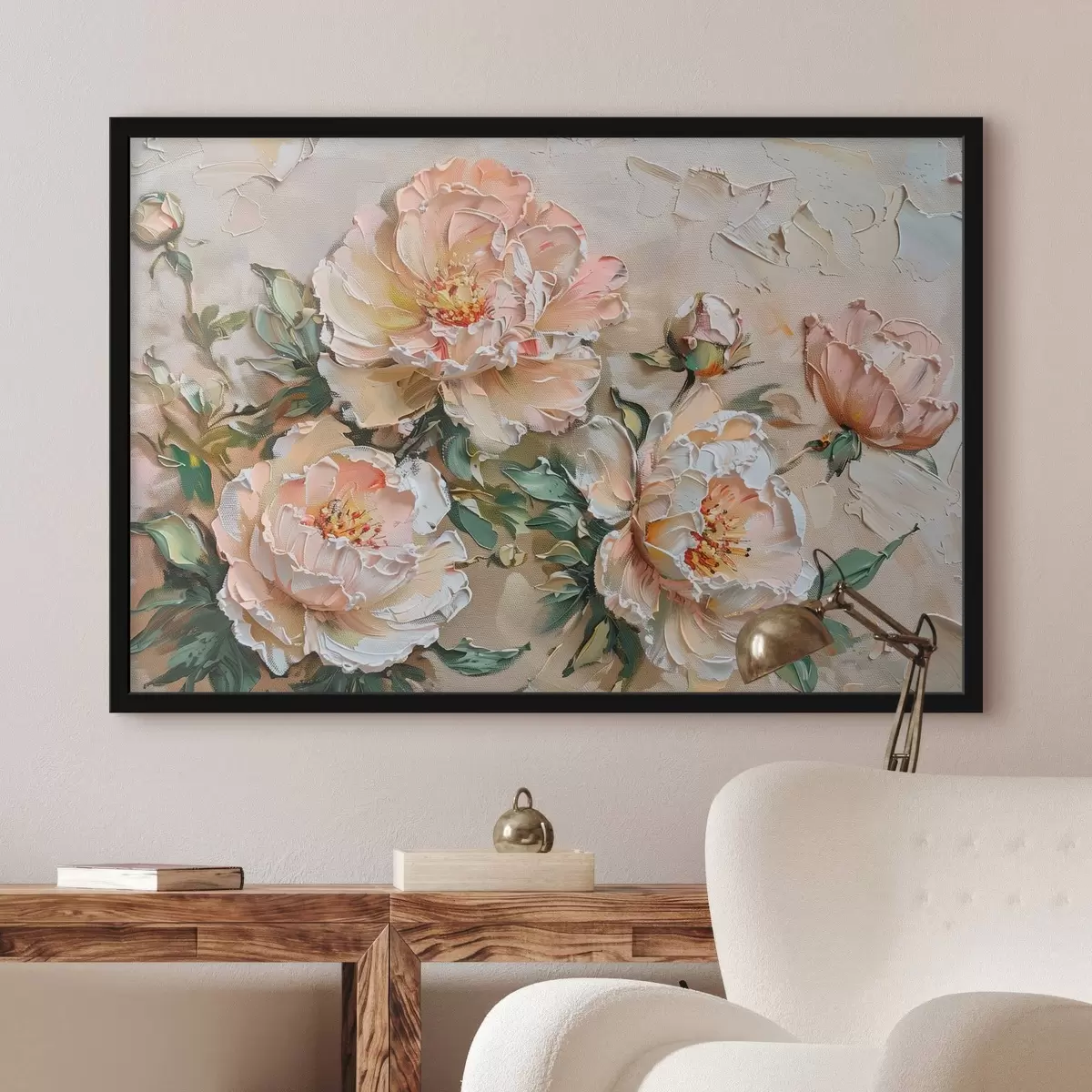 Plagáty Pivoňka imitácia impasto f45447
