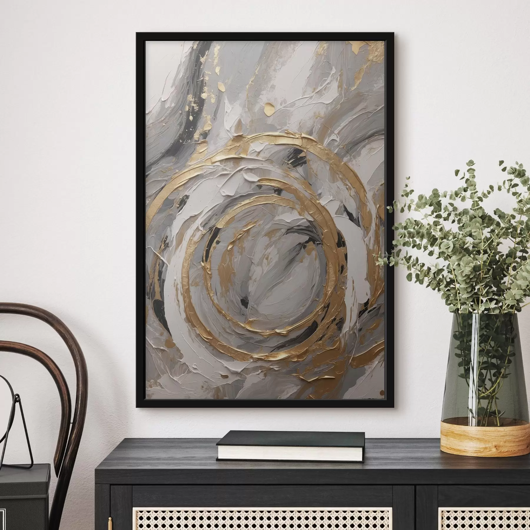 Fototapety Abstraktné sústredné kruhy v odtieňoch sivej a bielej f45487