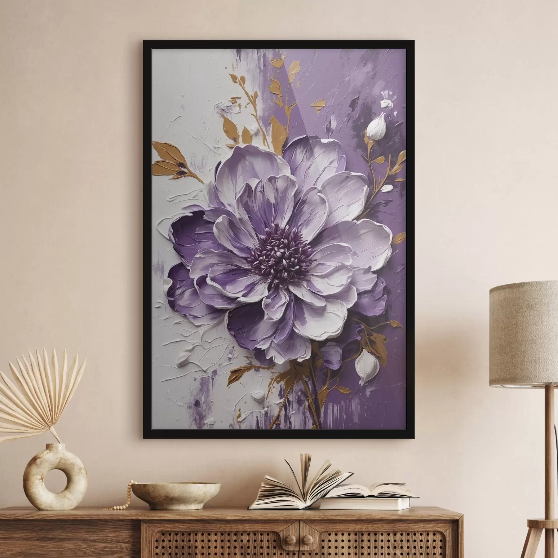 Fototapety Fialový kvet v štýle volumetrickej maľby f45492