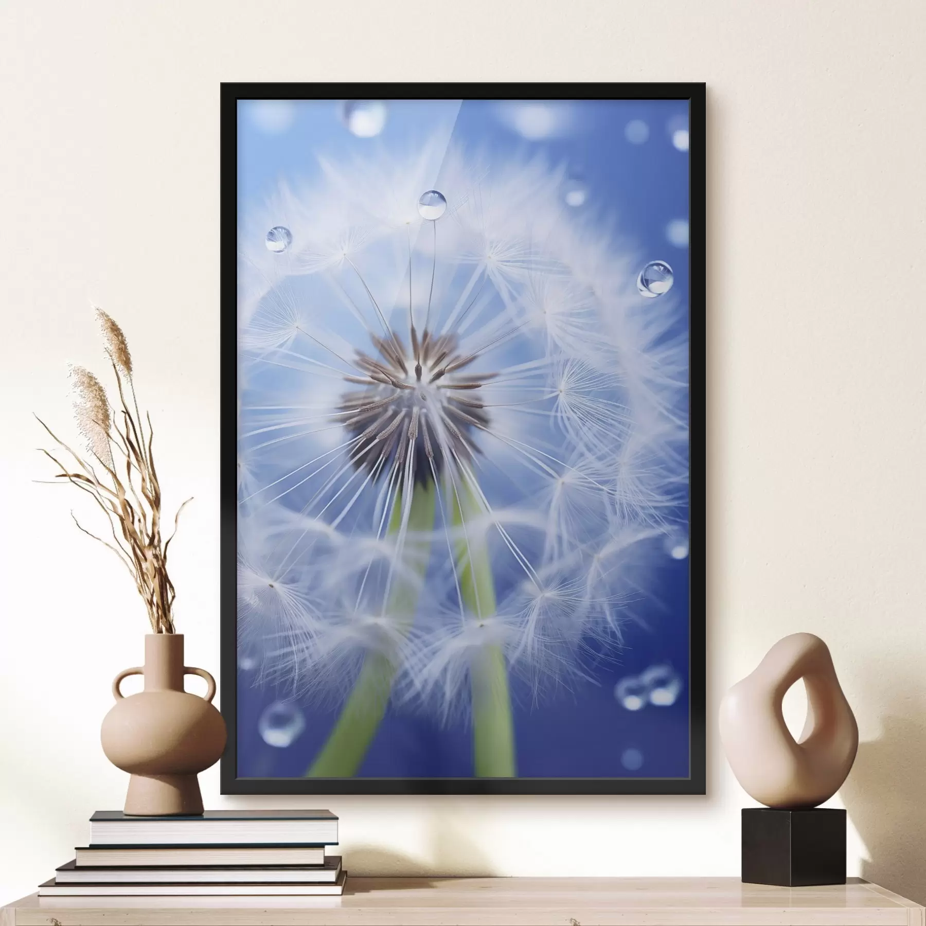 Fototapety Makro záber púpavy na modrom pozadí f45517