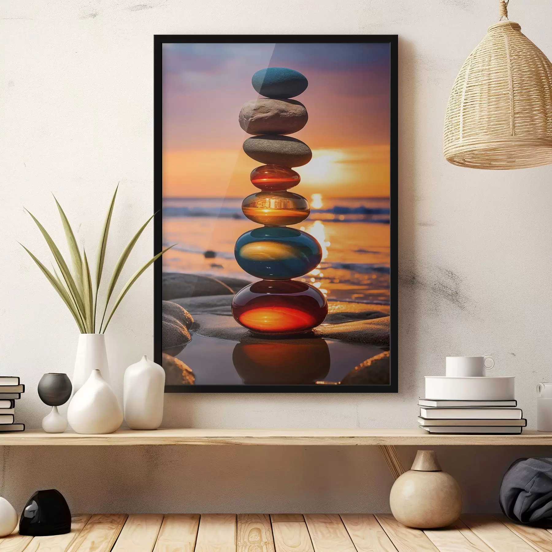 Fototapety Hromady kameňov na pozadí západu slnka f45520