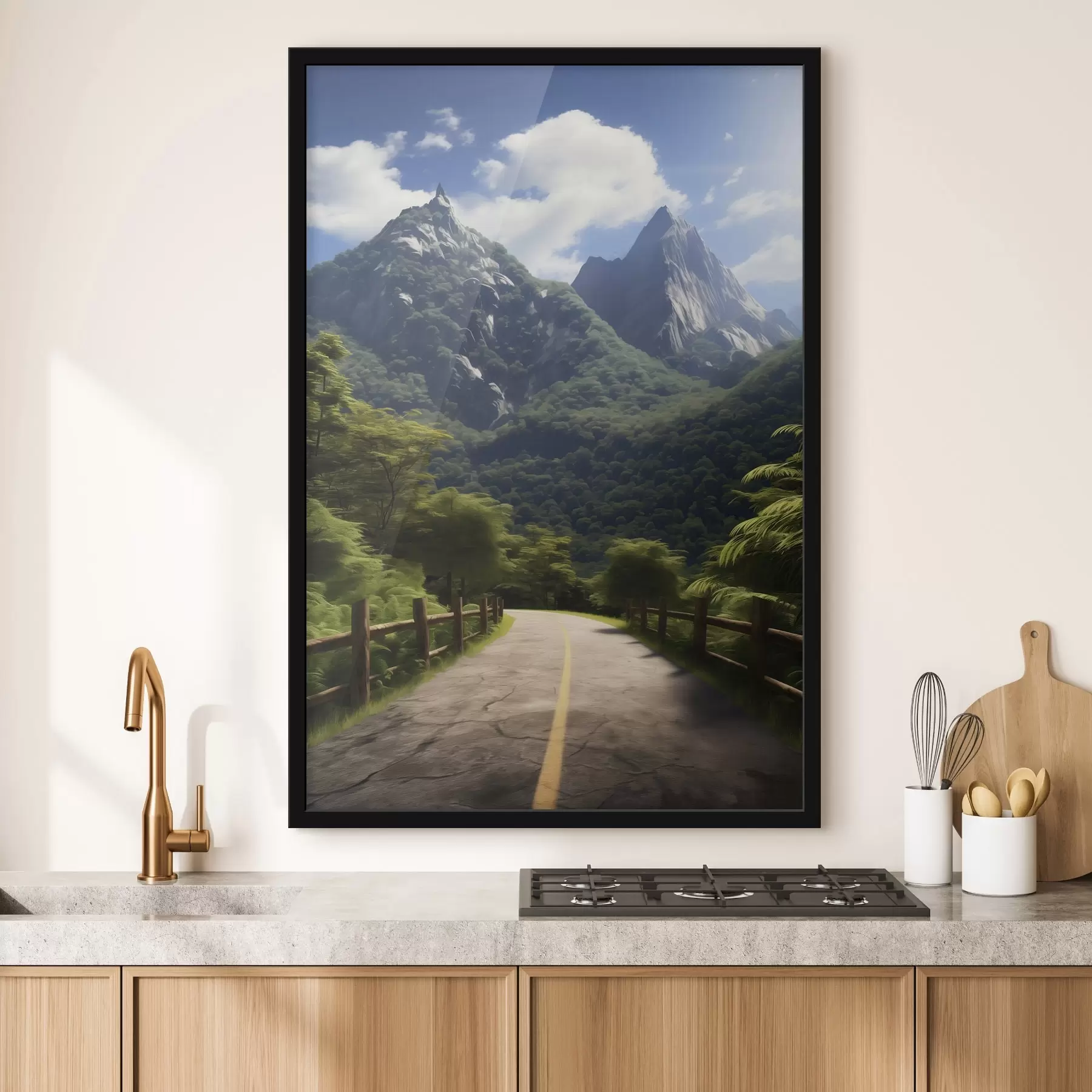 Fototapety Horská cesta medzi zelenými stromami f45525