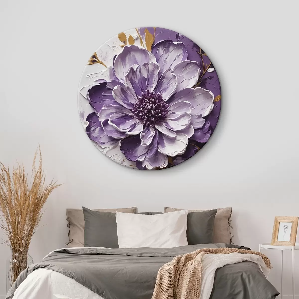 Okrúhle obrazy Ženský portrét s oranžovými ťahmi farby r45492