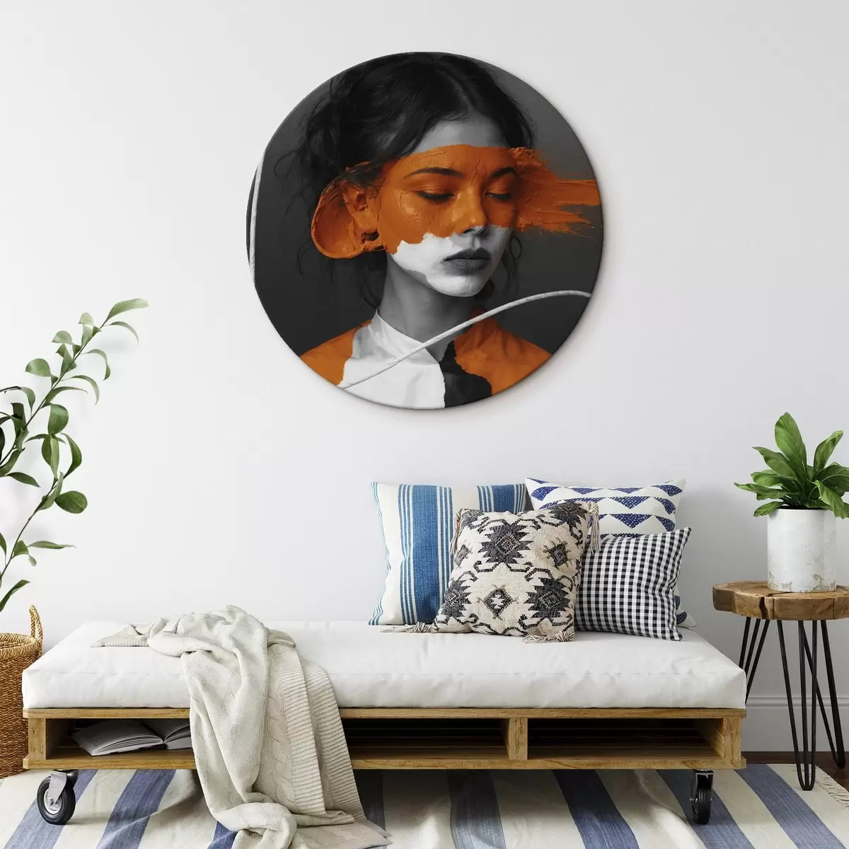 Okrúhle obrazy Fialový kvet v štýle volumetrickej maľby r45495