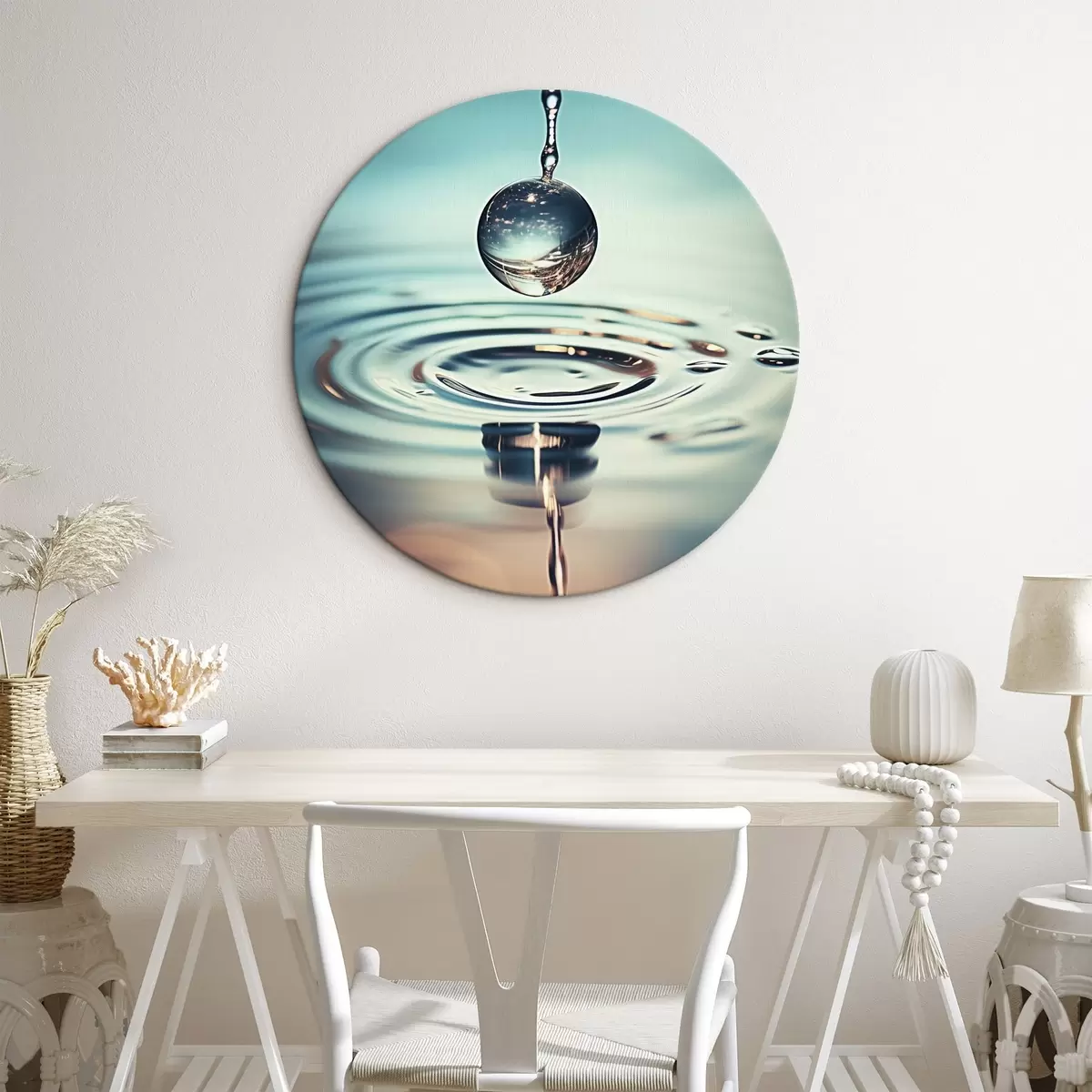 Okrúhle obrazy Jasne červené čerešne na slnku r45501