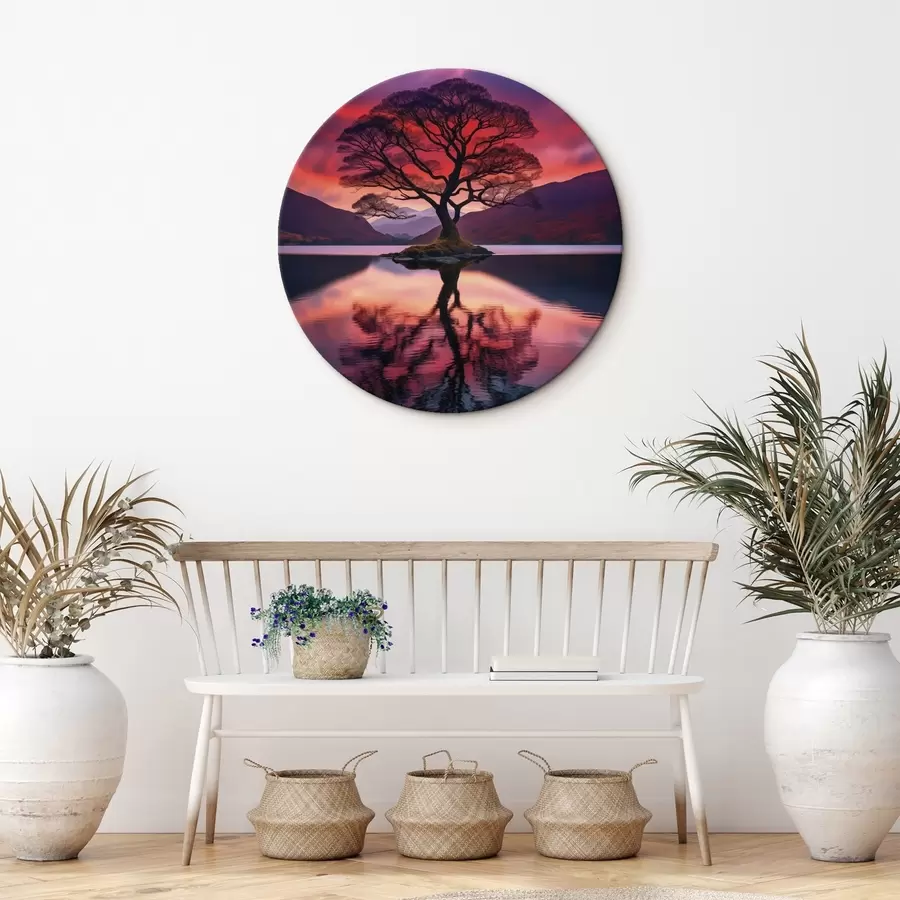 Obraz Veľký strom pri západe slnka r45504