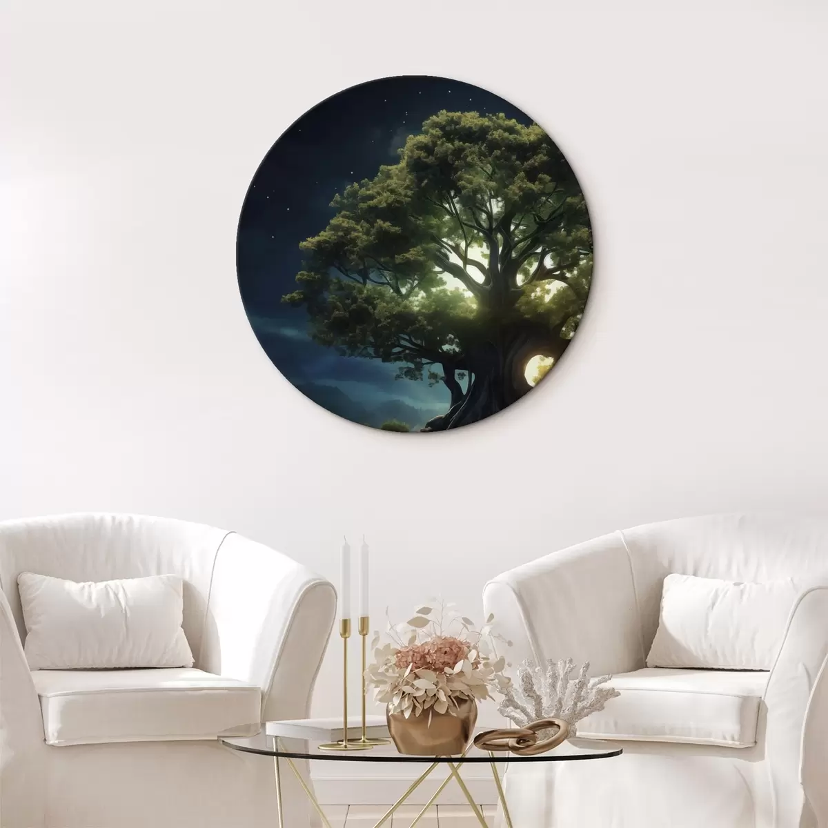Okrúhle obrazy Zelené jablko s kvapkami vody r45510