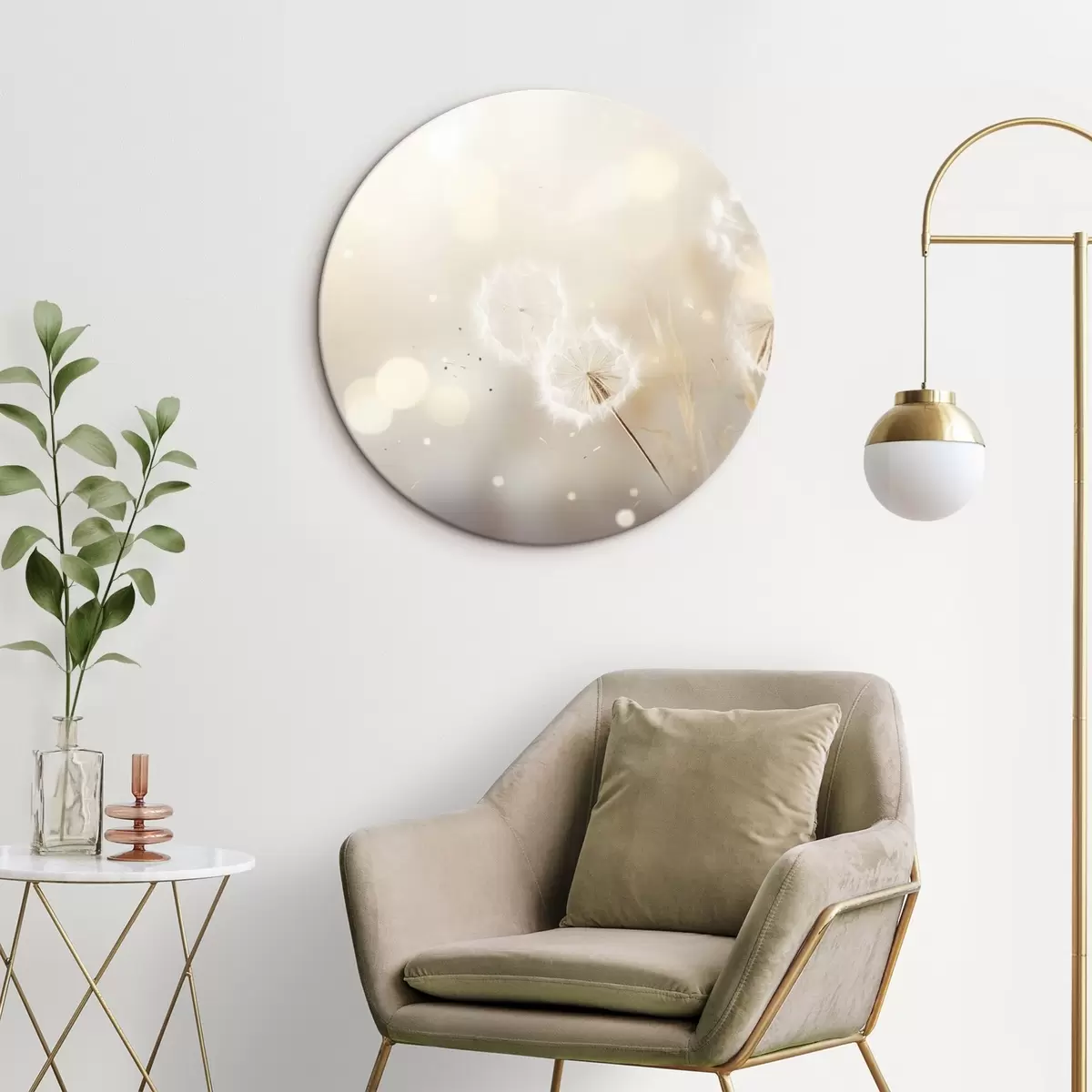 Okrúhle obrazy Jemné púpavy v jasnom svetle r45519 Okrúhle obrazy Jemné púpavy v jasnom svetle r45519