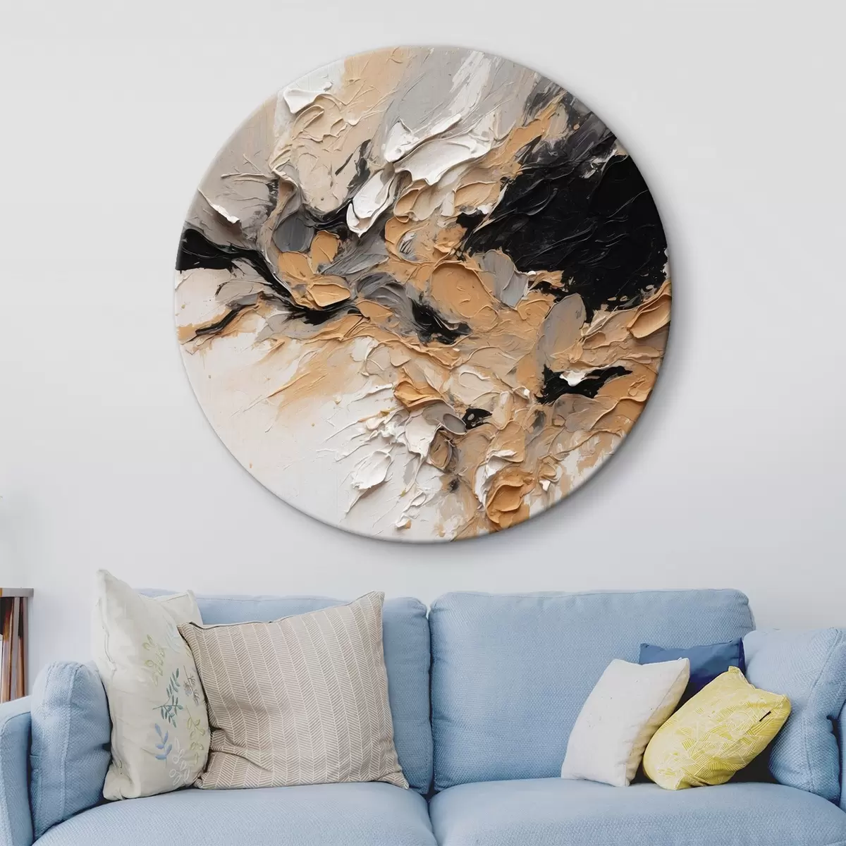 Okrúhle obrazy Abstraktná textúra s ťahmi farby r45619 Okrúhle obrazy Abstraktná textúra s ťahmi farby r45619