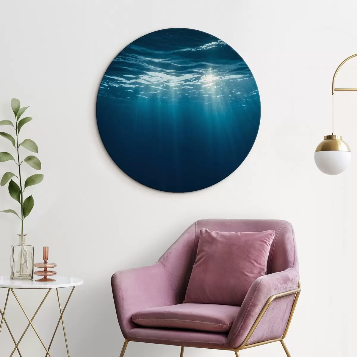 Okrúhle obrazy Slnečné lúče pod vodnou hladinou r45625