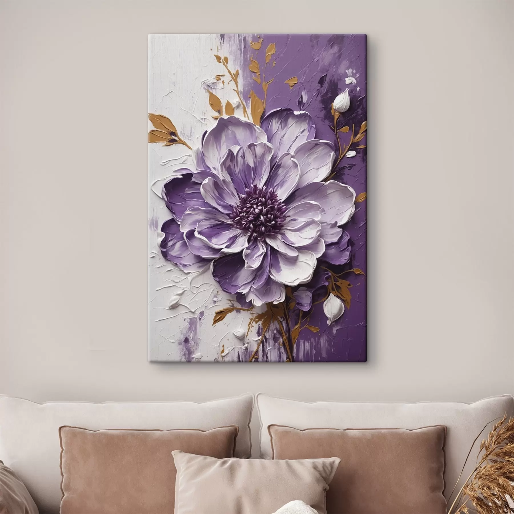Obraz Fialový kvet v štýle volumetrickej maľby s45492