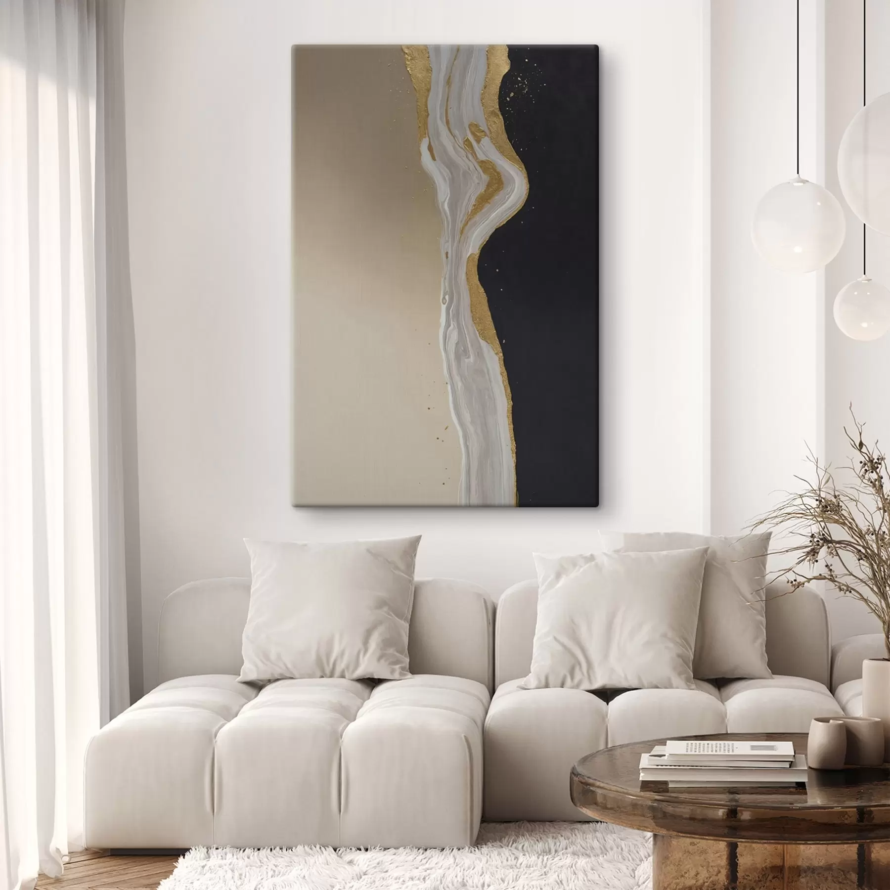 Obraz Abstraktná maľba v odtieňoch béžovej a čiernej s45494