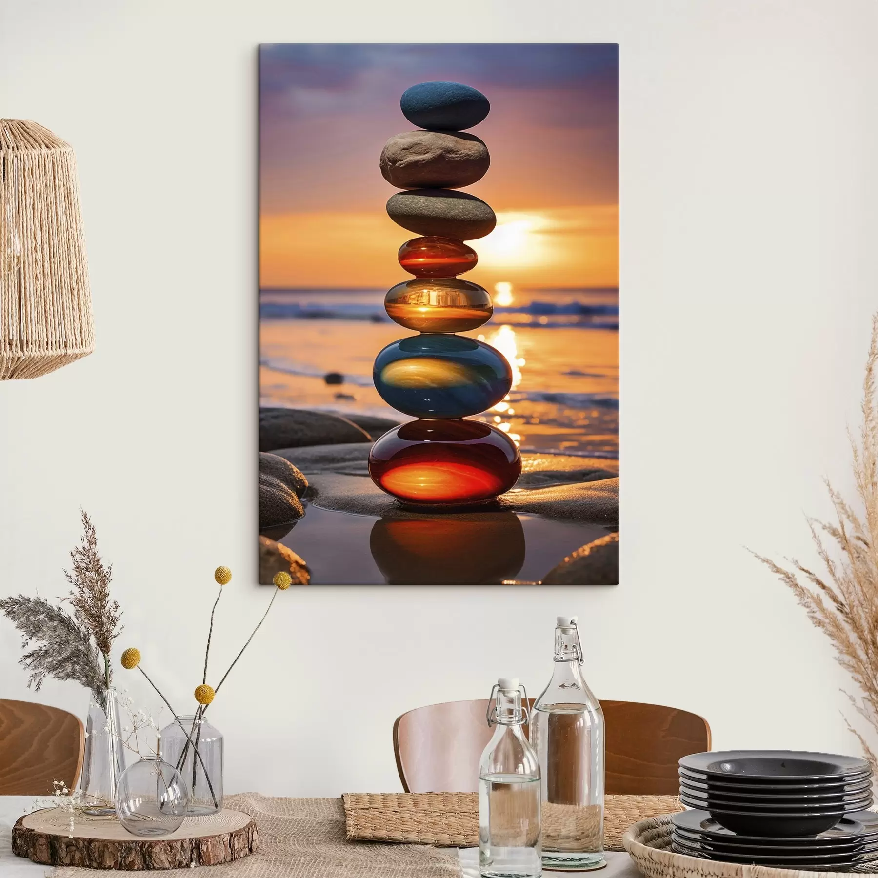 Fototapety Hromady kameňov na pozadí západu slnka s45520