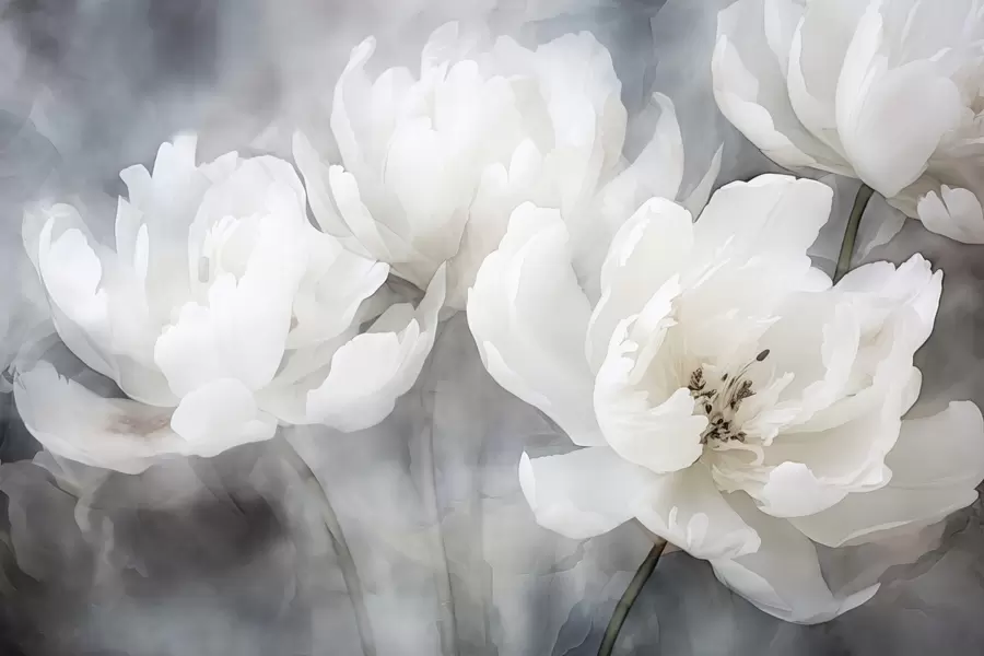 Fototapety Biele kvety na hmlistom, jemnom pozadí w04441