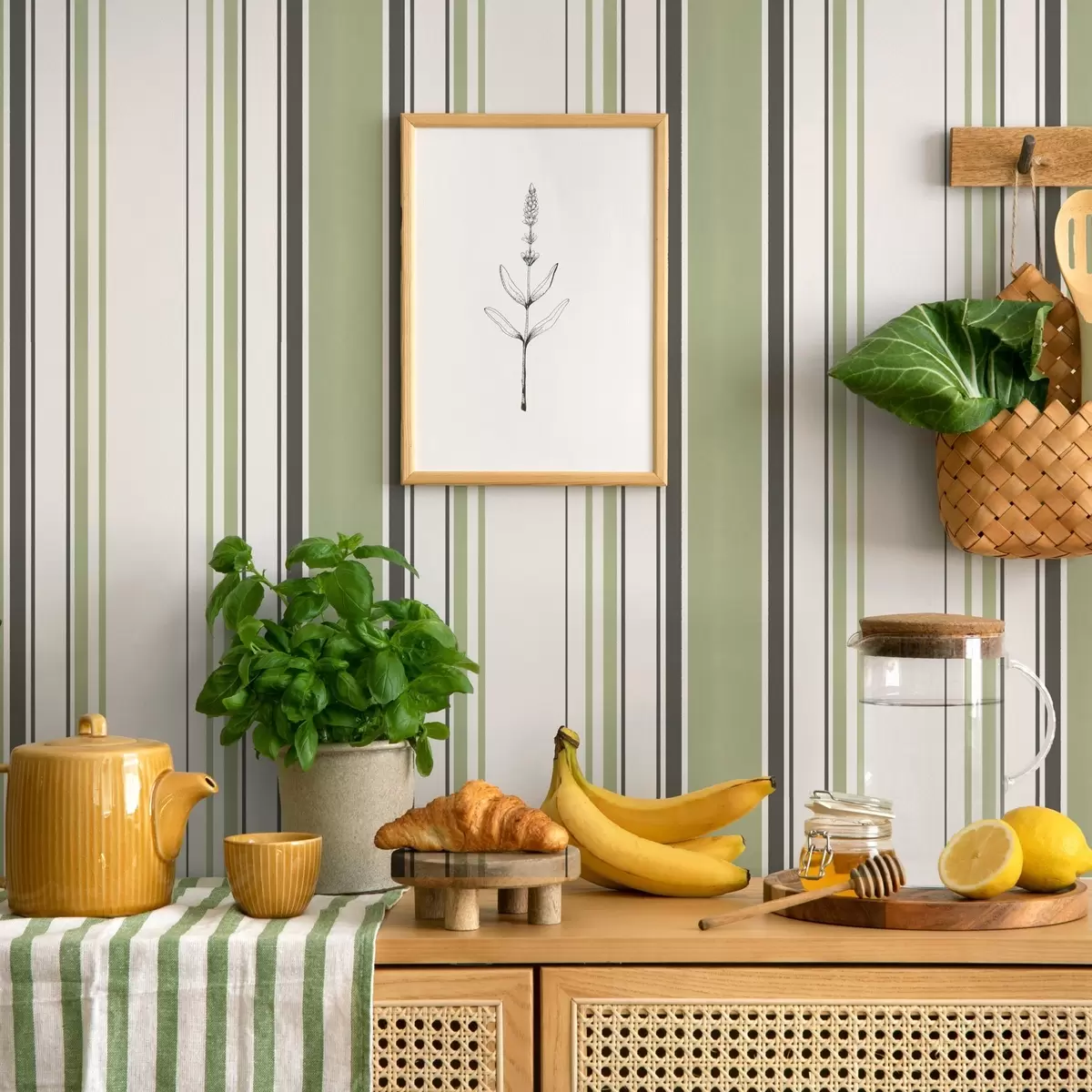 Tapety Biele pozadie so zmesou zelených a čiernych pruhov a00520