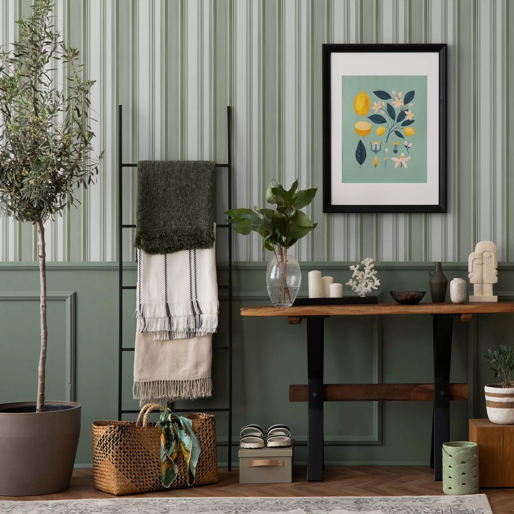 Fototapety Zelené pruhy s bielymi intervalmi a tenkými čiarami a00526