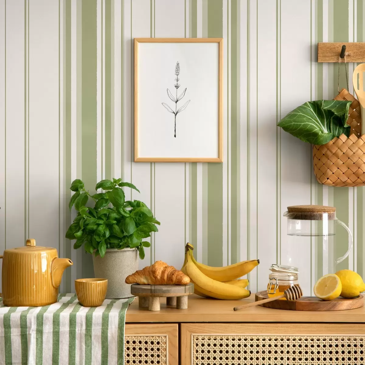 Tapety Zelené zvislé pruhy rôznej šírky a00565