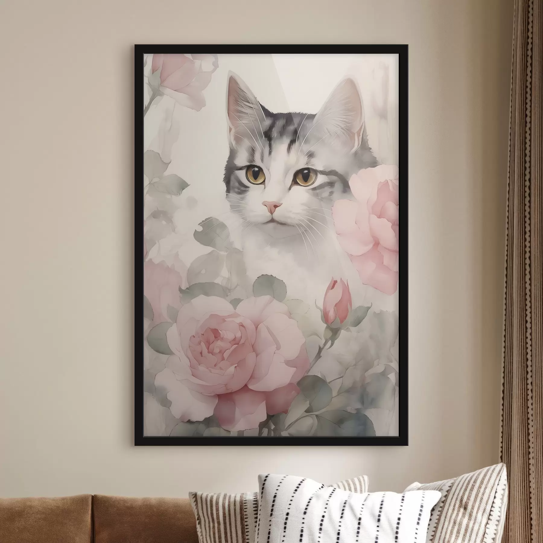 Fototapety Mačka medzi ružami f45673