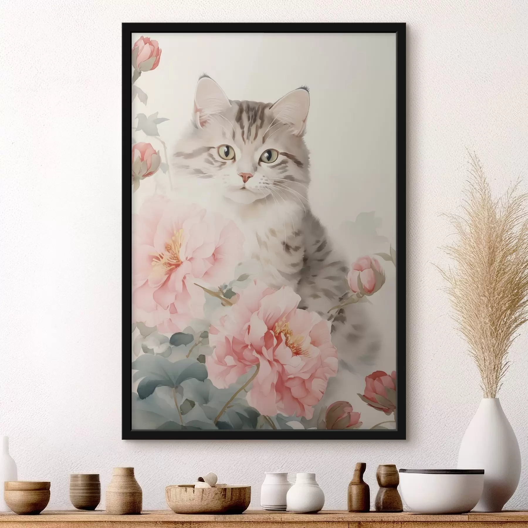Fototapety Mačka medzi kvetmi f45674