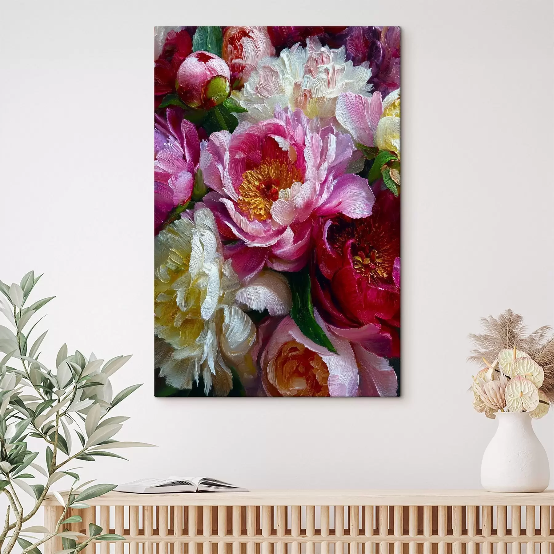 Obraz Svieže pivonky v technike impasto s45595