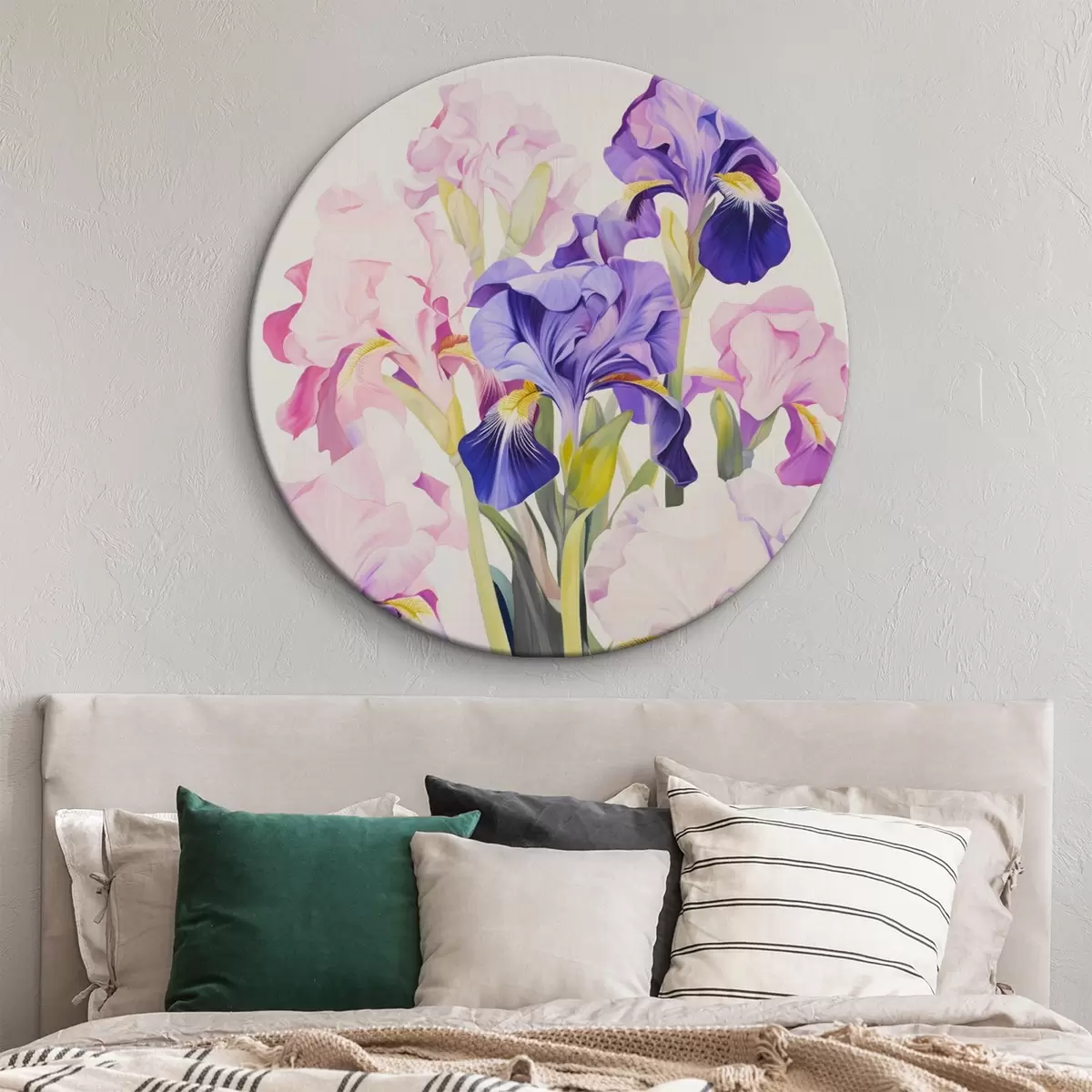 Okrúhle obrazy Kytica kosatcov v lila odtieňoch r45597