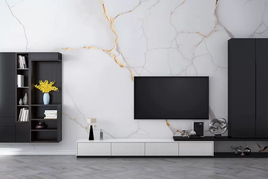 Fototapety Imitácia mramoru s jemnými prasklinami a žltými žilkami w09390