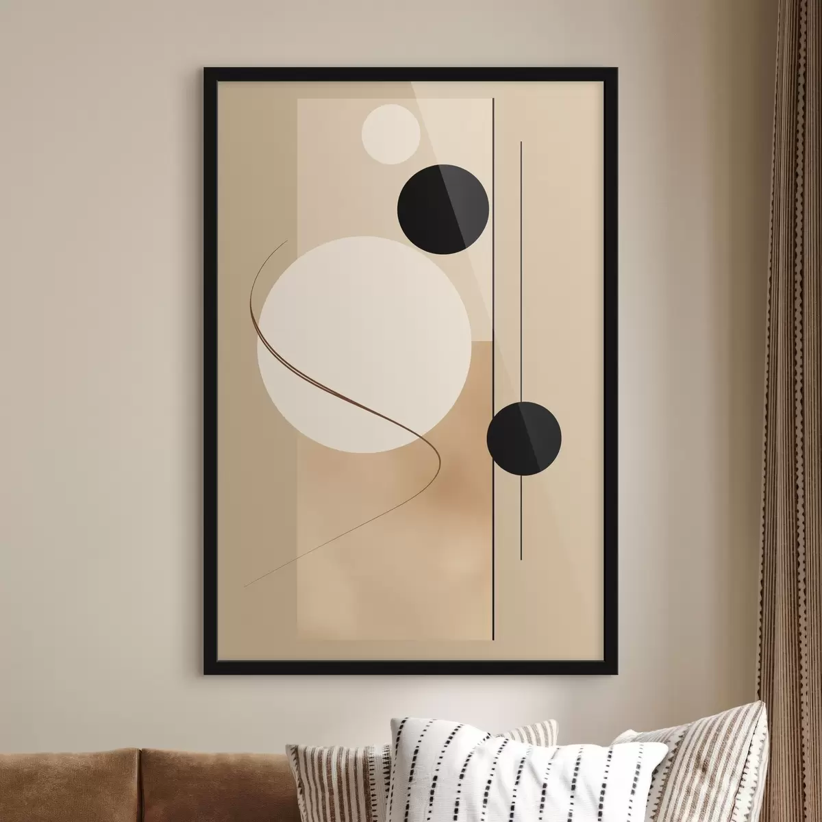 Plagáty Minimalistické abstraktné kruhy na béžovom pozadí f45699