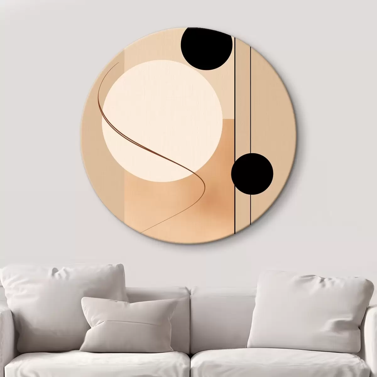 Okrúhle obrazy Minimalistické abstraktné kruhy na béžovom pozadí r45699