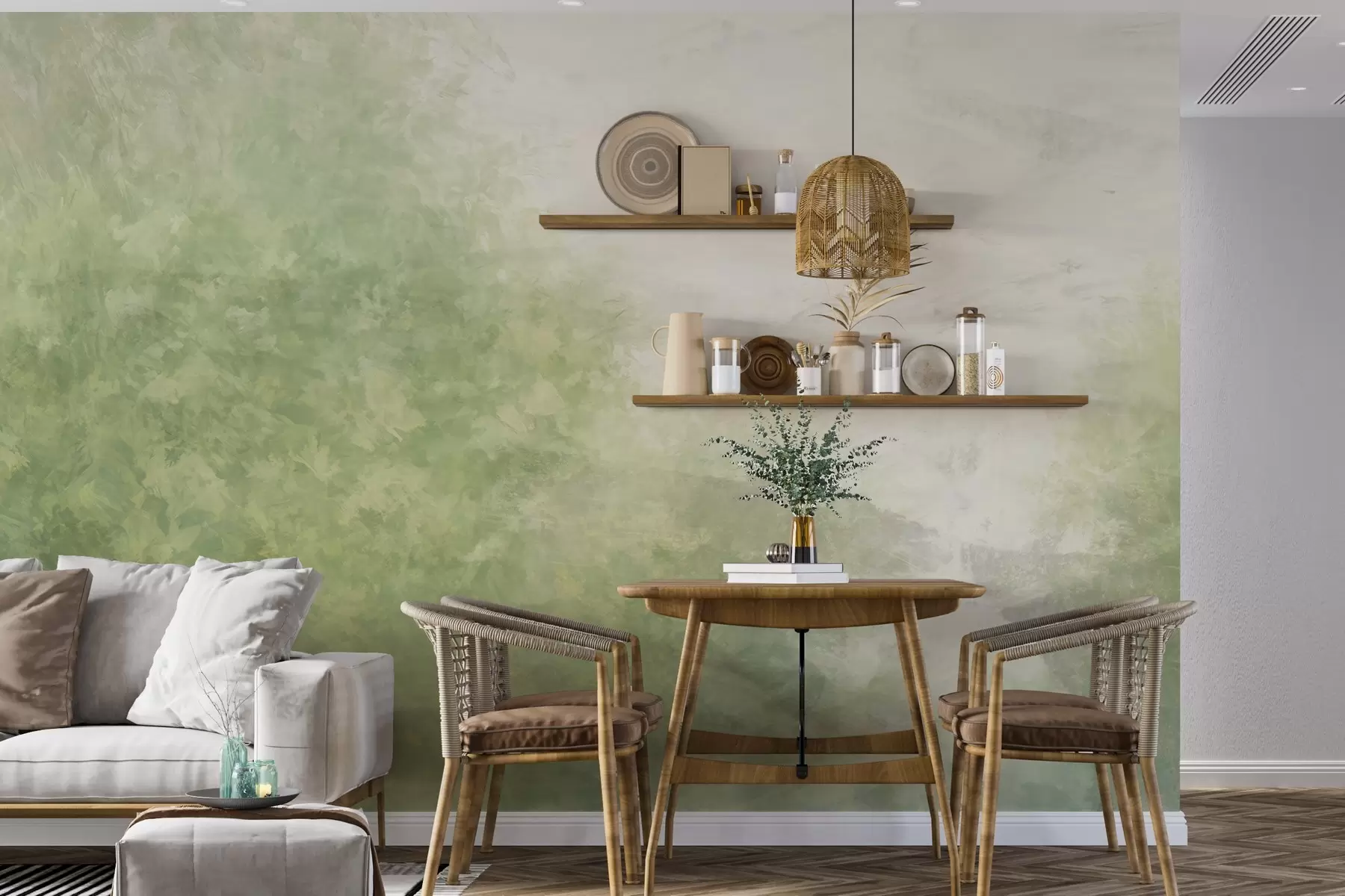 Fototapety  Imitácia listov na betónovej stene w04468