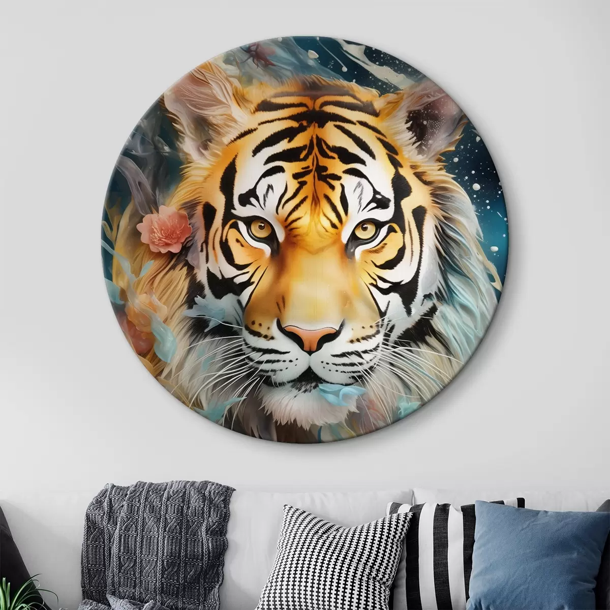 Okrúhle obrazy Portrét tigra v štýle fantasy r45645