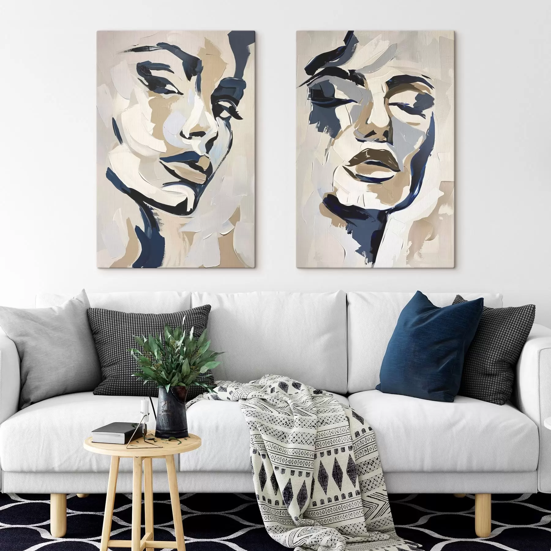 Obraz Abstraktné tváre žien s imitáciou štetcom m00713